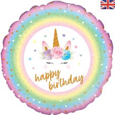 Flower Unicorn Happy Birthday 18" Foil Balloon