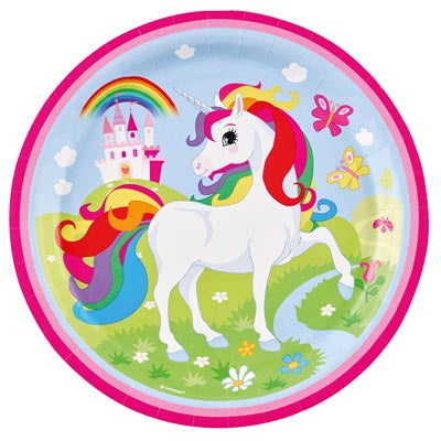 Unicorn with Rainbow 9" Round Paper Plates 8pcs
