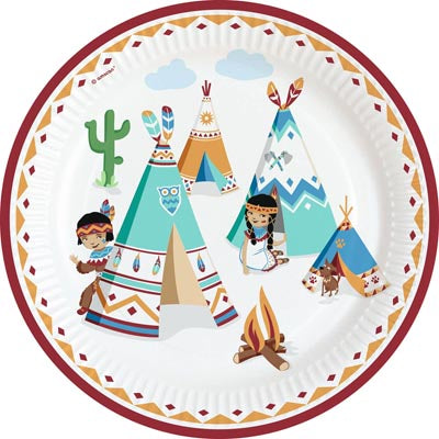 Teepee & Tomahawk Paper Plates 9" 8pcs