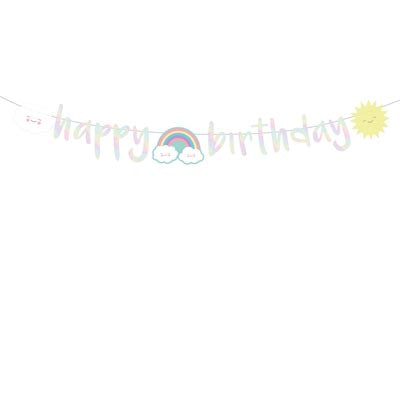 Rainbow & Clouds Happy Birthday Banner