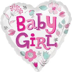 Baby Girl Heart 18 inch Foil Balloon