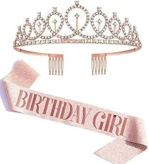 Birthday Girl Sash and Crown Tiara Set
