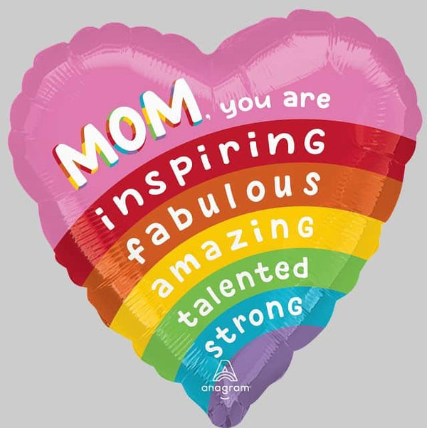 Brilliant Rainbow Mom 18 inch Foil Balloon