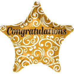 Congratulations 19" Gold Decor Foil Balloon