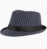 Fedora Mafia Hat Black with White Pinstripe