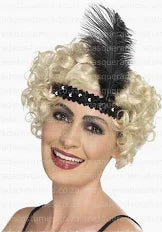 Flapper Deluxe Roaring 20's Headband Black with Gold Trim