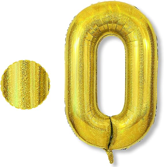 Foil Balloon Number 40/42" - Gold Glitter