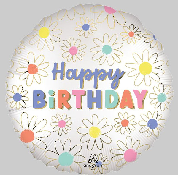 Happy Birthday Daisy Foil Balloon 18 inch