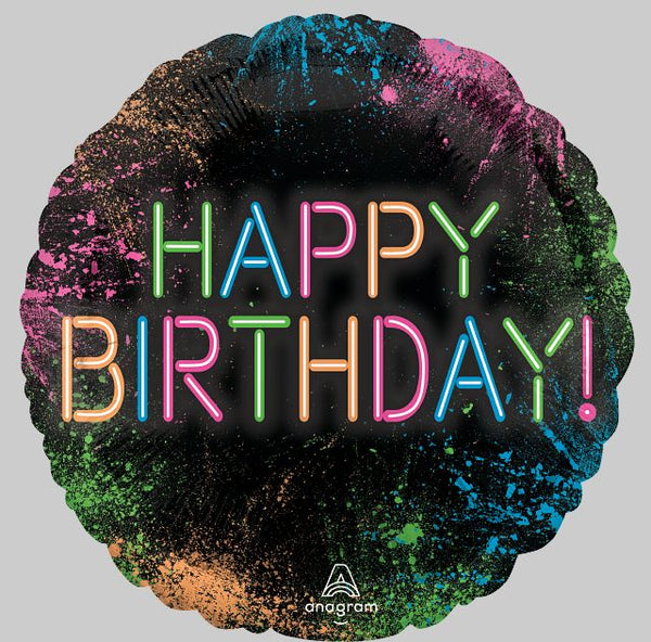 Happy Birthday Neon 18 inch Foil Balloon