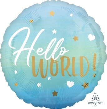 Hello World Foil Balloon 17 inch 43 cm