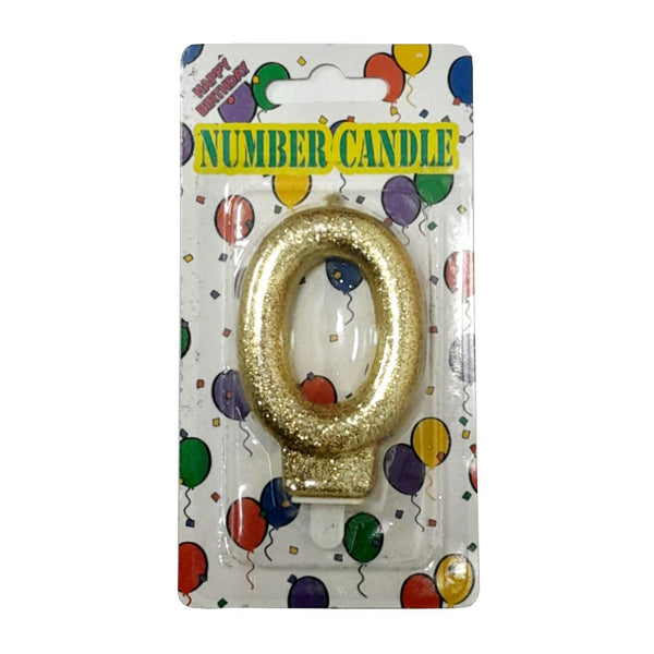Numbered Candles 7cm - Gold Glitter