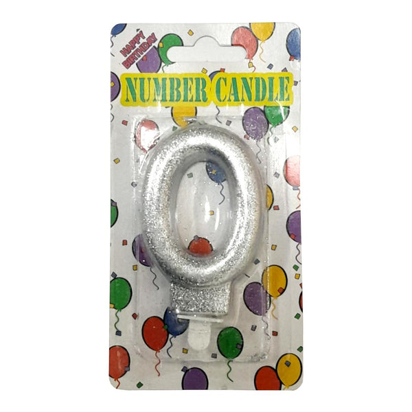 Numbered Candles 7cm - Silver Glitter