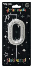 Numbered Candles 7cm - Silver Chrome Glitter