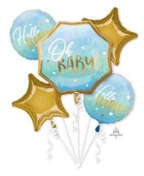 Oh Baby Hello World Foil Bouquet 5 Piece