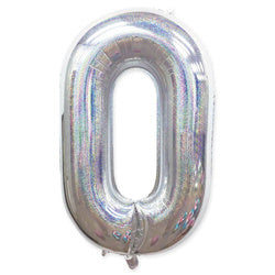 Foil Balloon Number 40/42" - Silver Glitter