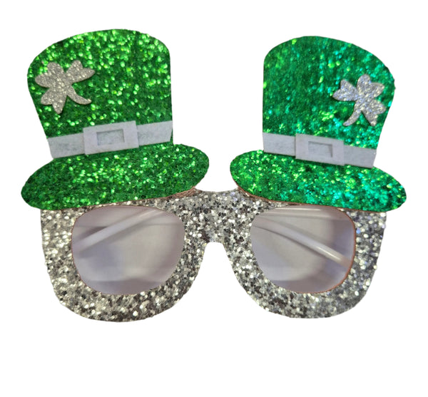 St Patricks Glitter Top Hat Glasses