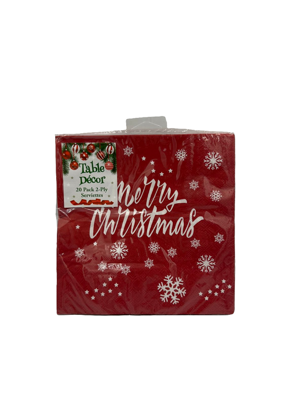 Red With White Merry Christmas Serviettes