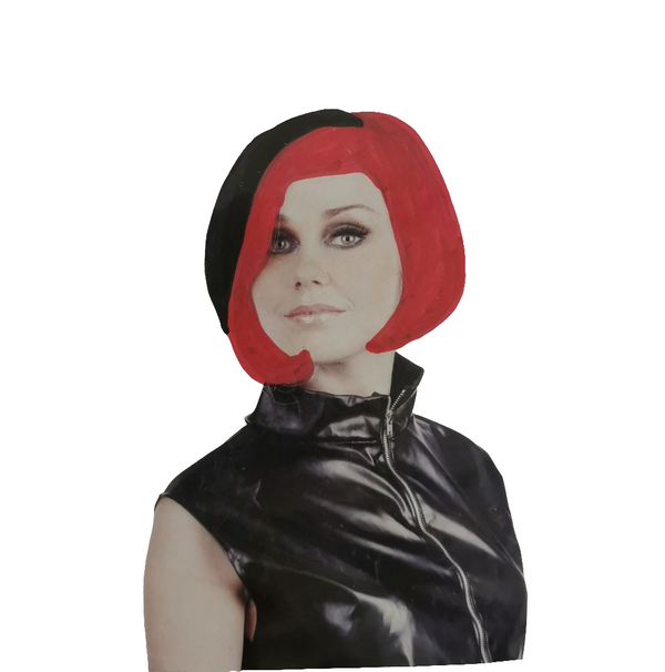 Short Red With Black  Streak Wig