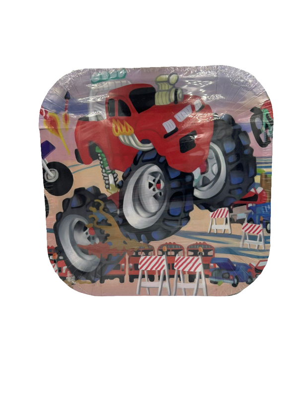 Monster Truck 9" Square Paper Plates