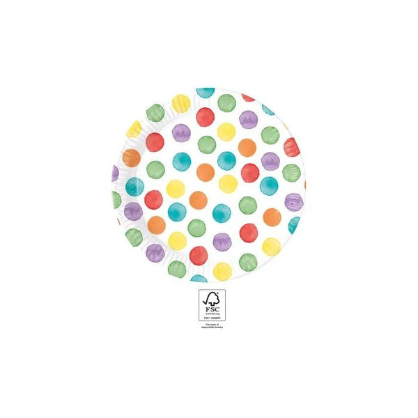 Multicolour Dots Paper Plates 9" Round 8pcs