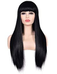 Long Black Wig With Fringe