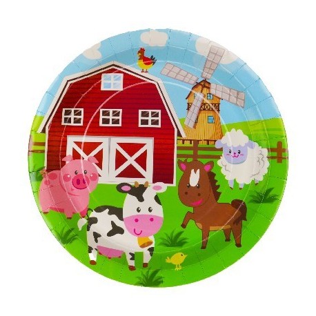 Farm 9" Round Paper Plates 10pcs