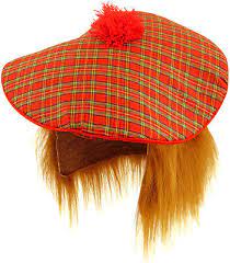 Scottish Material Hat with Hair